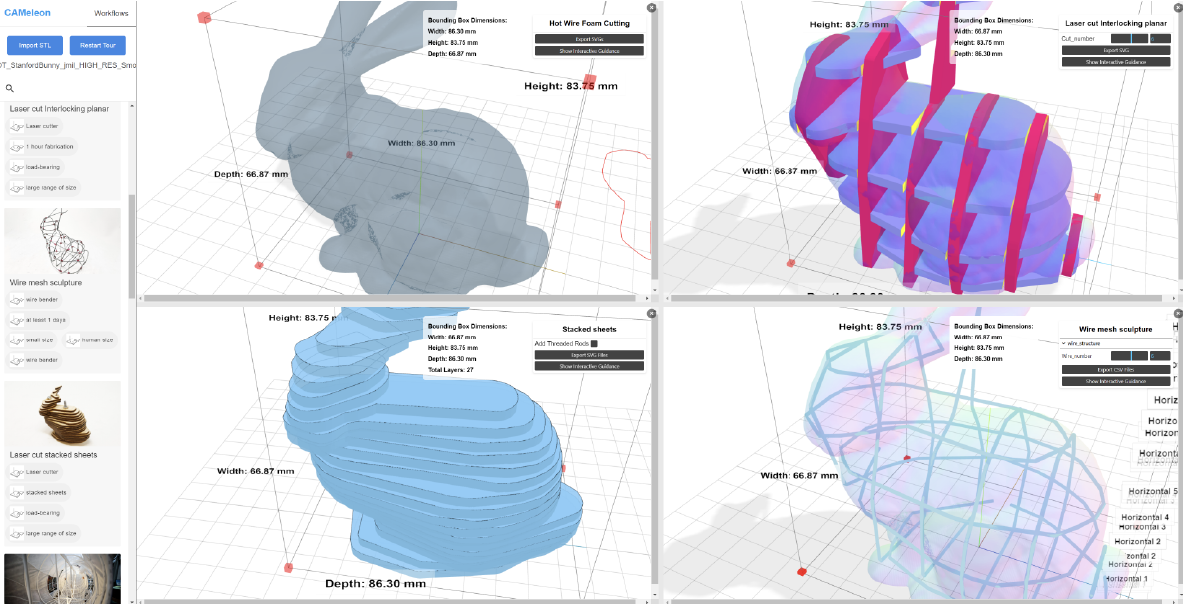 CAMeleon fabrication workflow comparisons
